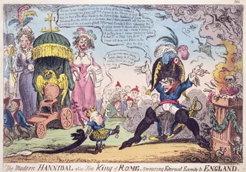 Der König von Rom, 1814 - Karikatur zeigt Napoleon und seinen Sohn, Napoleon II (1811-32), Roi de Rome